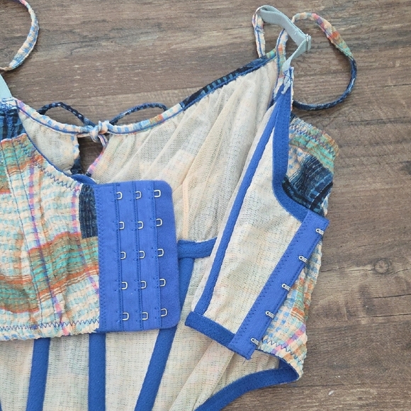 Urban Outfitters "Out From Under"  Patchwork Seersucker Bustier Size Medium - Picture 10 of 10